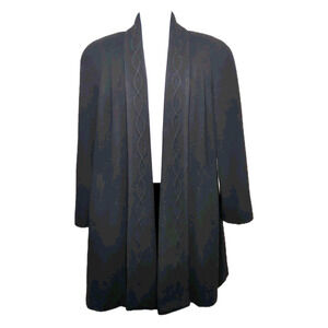 VTG Alorna Wool Swing Coat Womens Size S/M (est) Black Lined Open Front USA Made